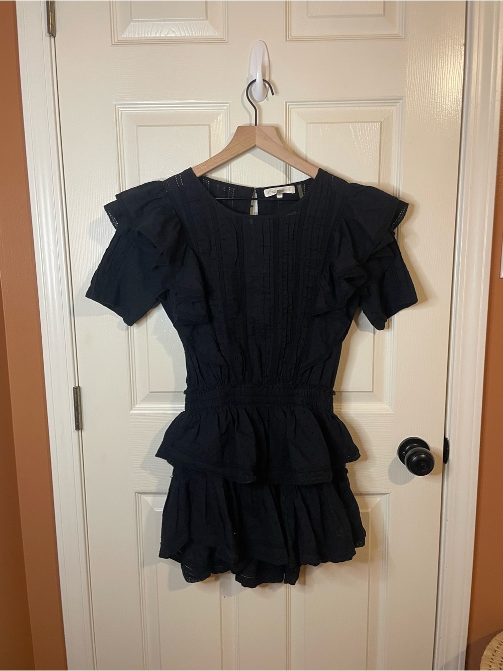 Love Shack Fancy Natasha Heritage Mini Dress in Black Size Small - Picture 3 of 9